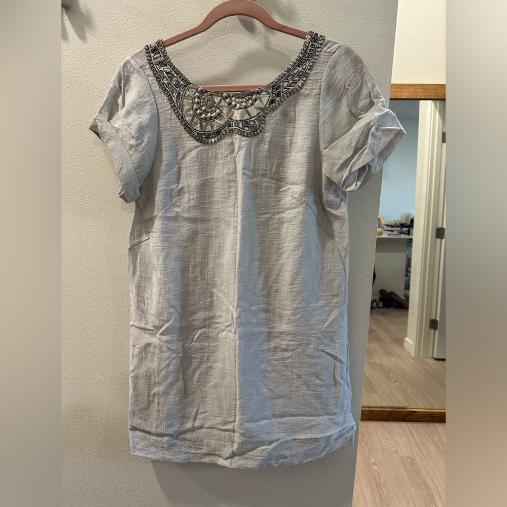 BCBG dress with beaded neckline and pockets